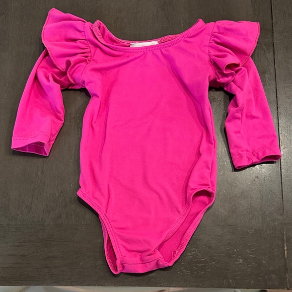 Vibrant Pink Ruffled Kids Bodysuit - Picture 1 of 3